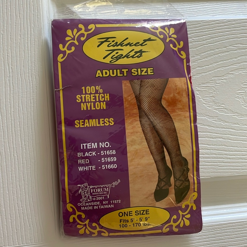 Red Fishnet Tights One Size NIP